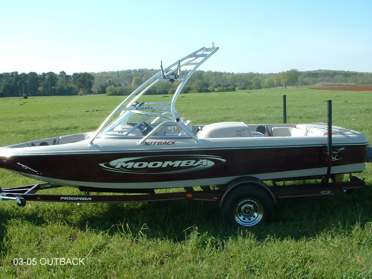 main view of 03 - 05 moomba outback with new dimension towers wakeboard tower