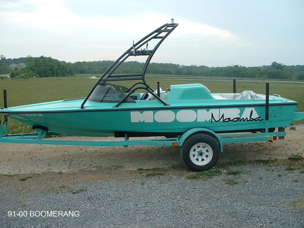 main view of 91 - 00 moomba boomerang with new dimension towers wakeboard tower